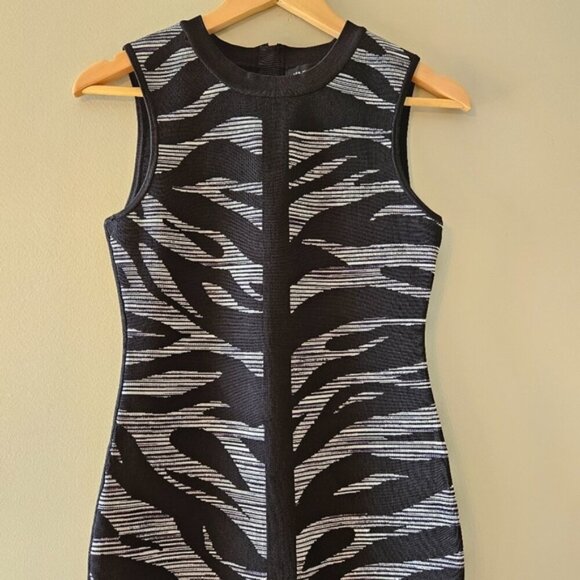Karen Millen Bandage Bodycon Zebra Print Sleeveless Mini Dress Black Grey Size S - Picture 4 of 16